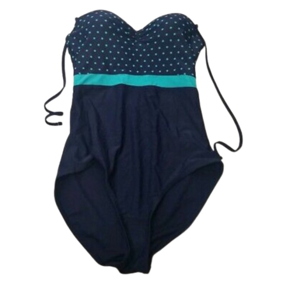 GAP Swimsuit blue polka dot TUBE one piece halter - Picture 6 of 9
